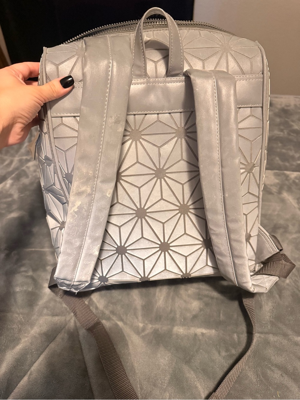 DISNEY EPCOT Geometric Reflective Backpack with Silver Pattern - Picture 3 of 5